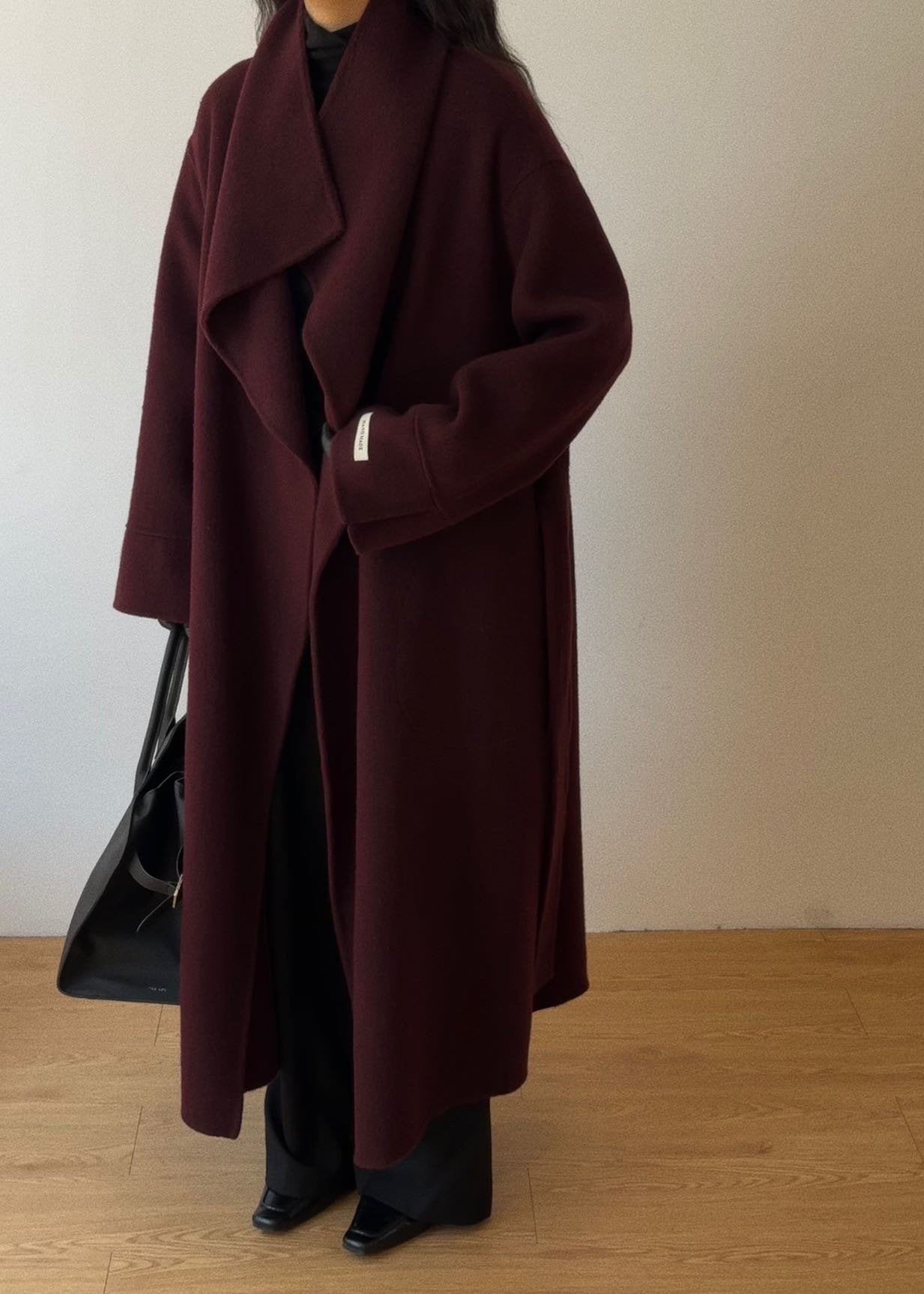 Julia Burgundy Belted Wool Coat – Mamu Studios