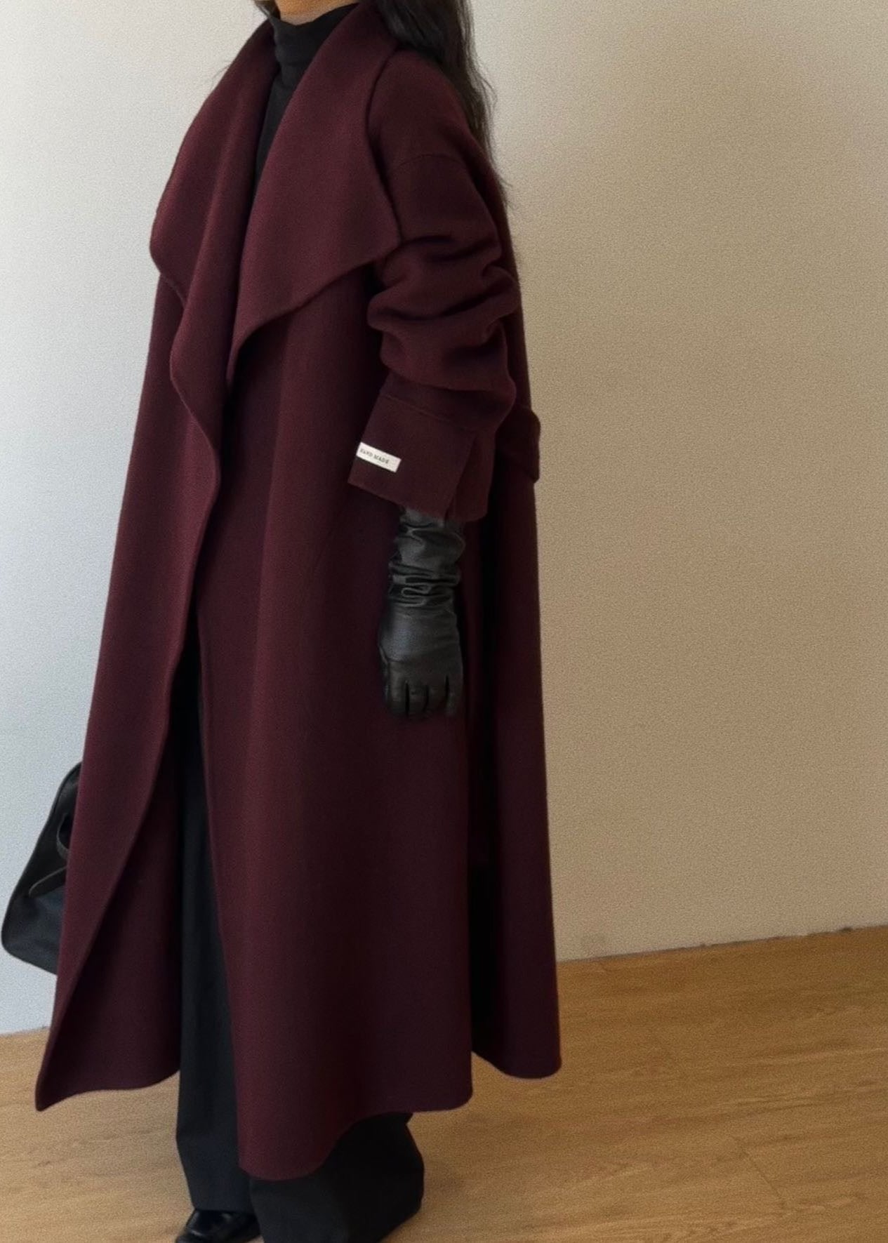Julia Burgundy Belted Wool Coat