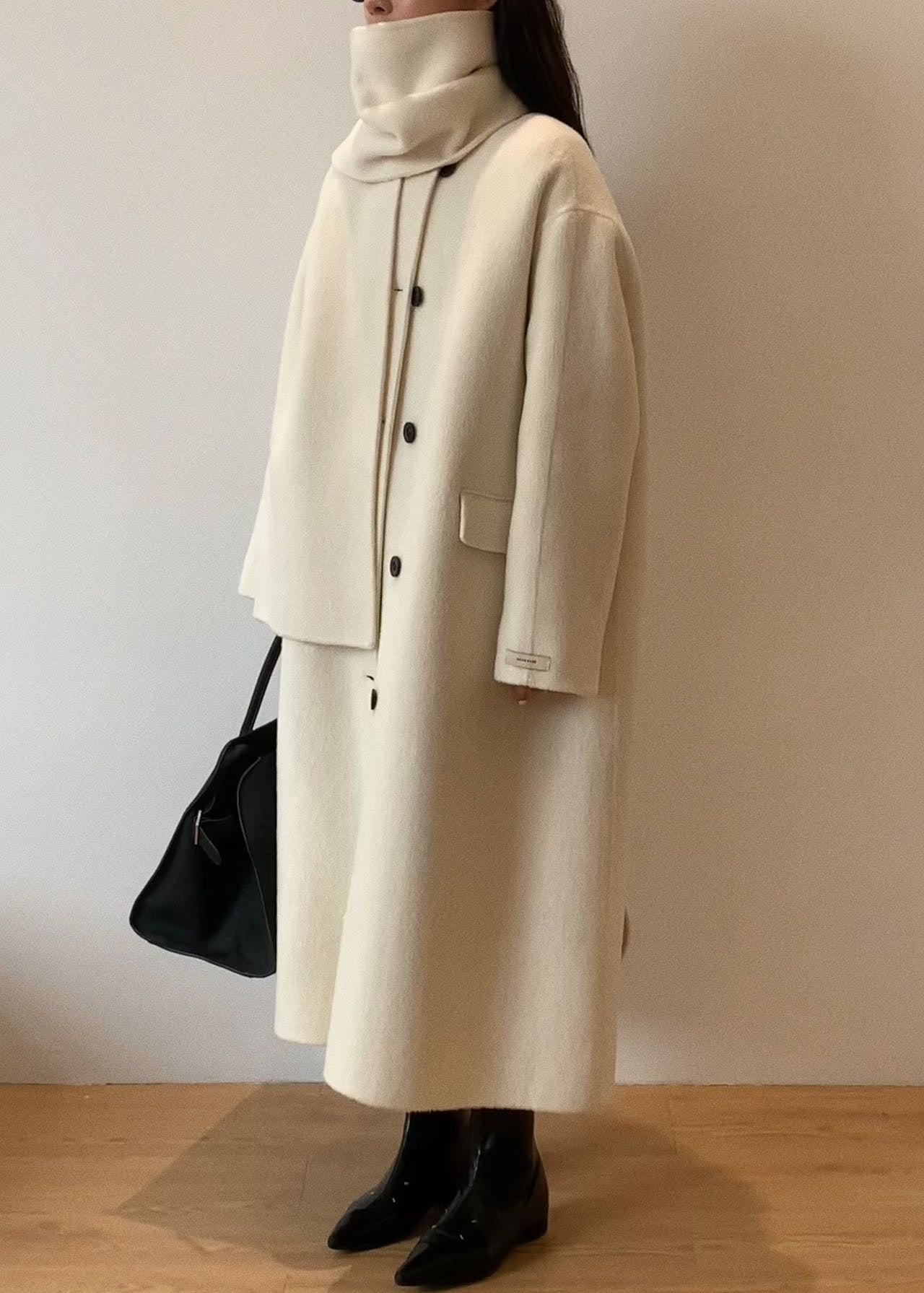 Erin Cream Wool Cashmere Blend Scarf Coat