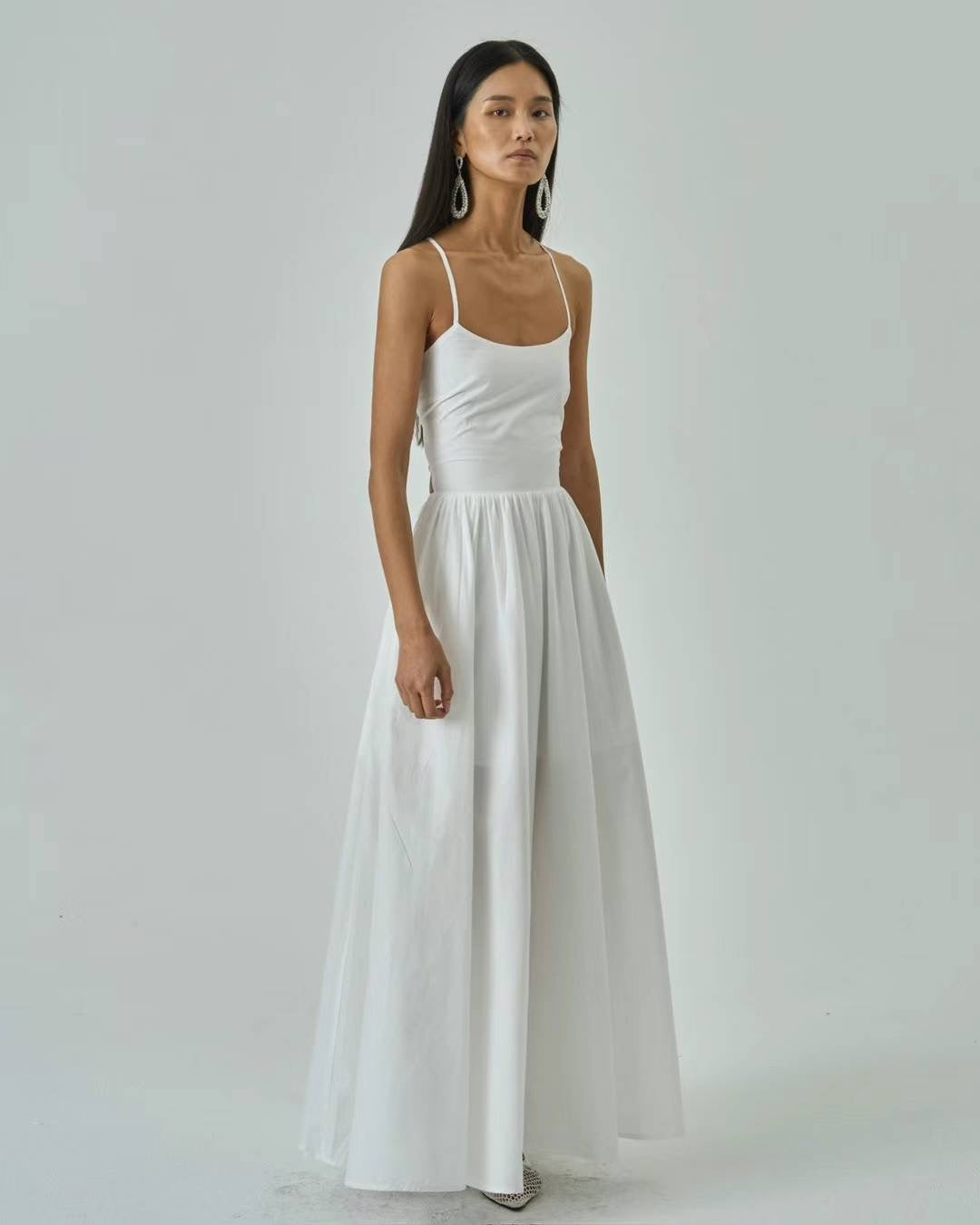 Lena White Cotton Maxi Dress – Mamu Studios