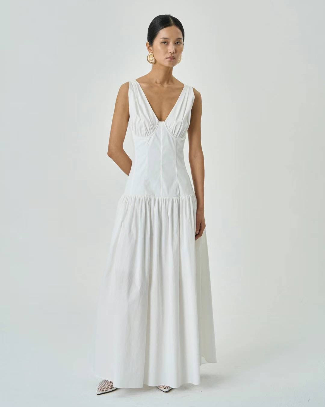 Sienna Corset White Maxi Dress