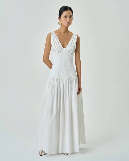 Sienna Corset White Maxi Dress