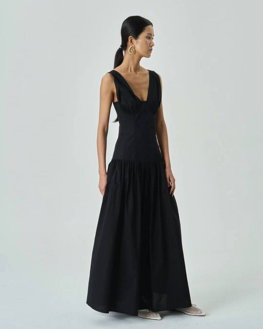 Sienna Corset Black Maxi Dress