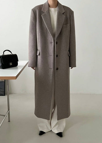 Esme Beige Single Breasted Wool Coat