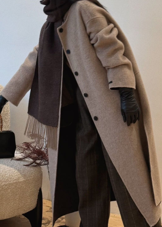 Mara Beige Wool Scarf Coat