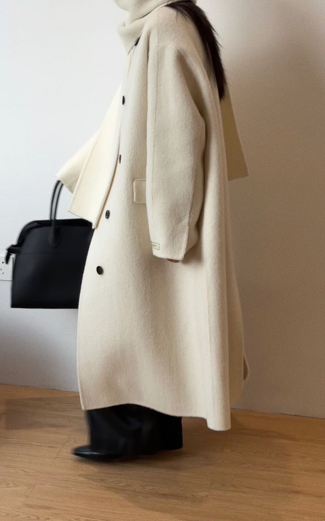 Erin Cream Wool Cashmere Blend Scarf Coat