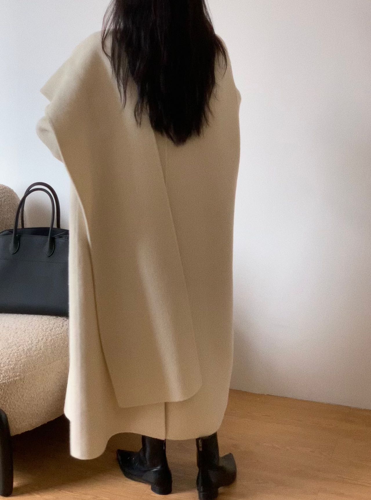 Erin Cream Wool Cashmere Blend Scarf Coat
