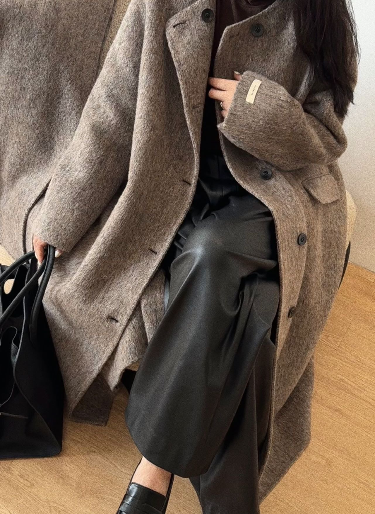 Erin Brown Wool Cashmere Blend Scarf Coat