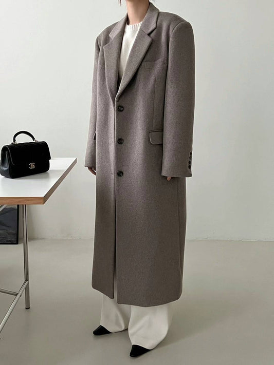 Esme Beige Single Breasted Wool Coat