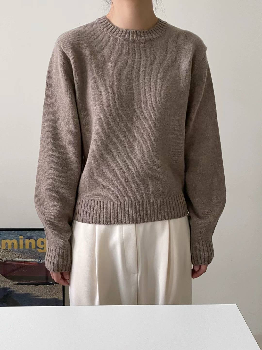 Rae Beige Wool Sweater