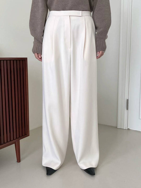 Julie Cream High Waist Straight Trousers
