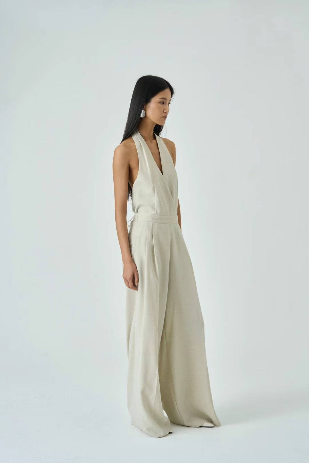Isla Beige Linen Jumpsuit