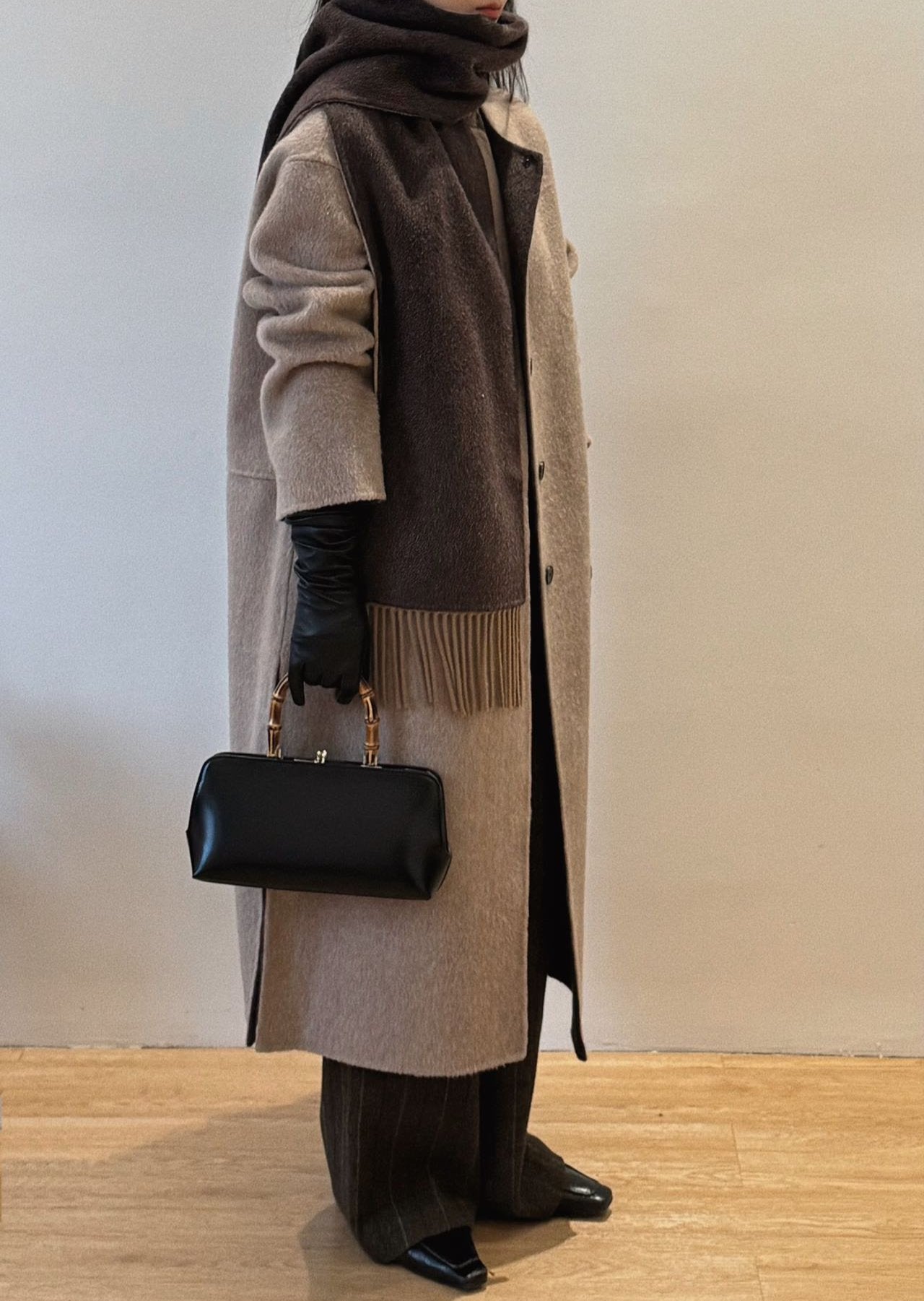 Mara Beige Wool Scarf Coat