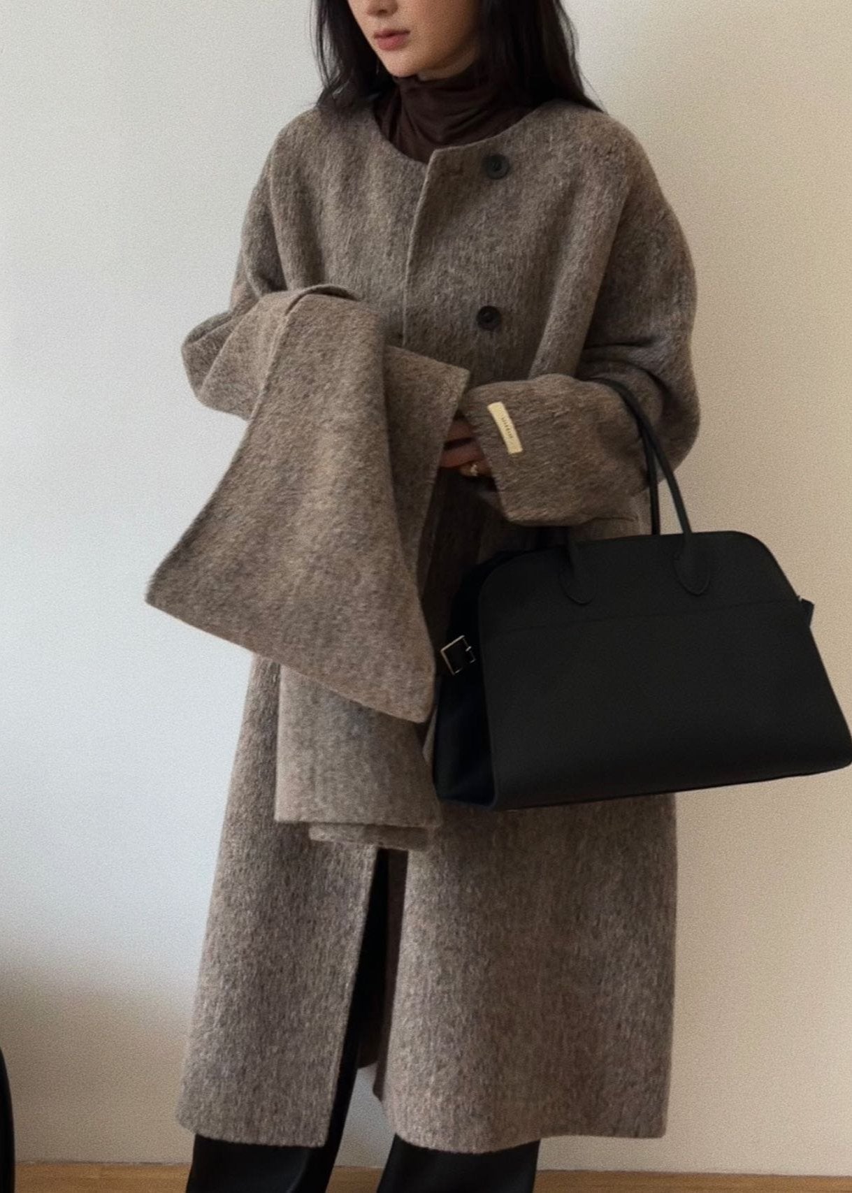 Erin Brown Wool Cashmere Blend Scarf Coat