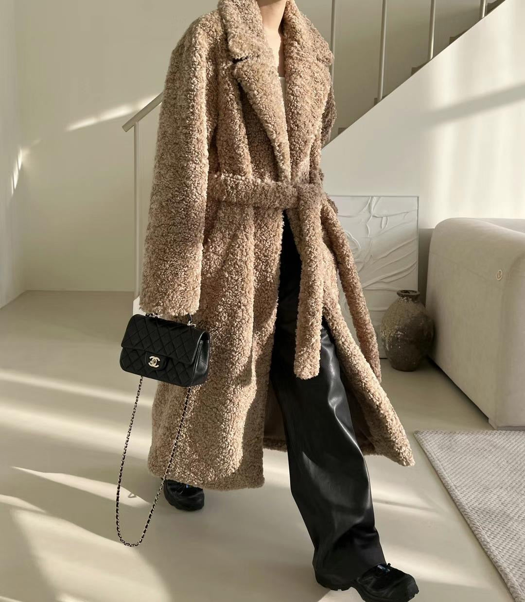 Teddy Belted Coat Brown