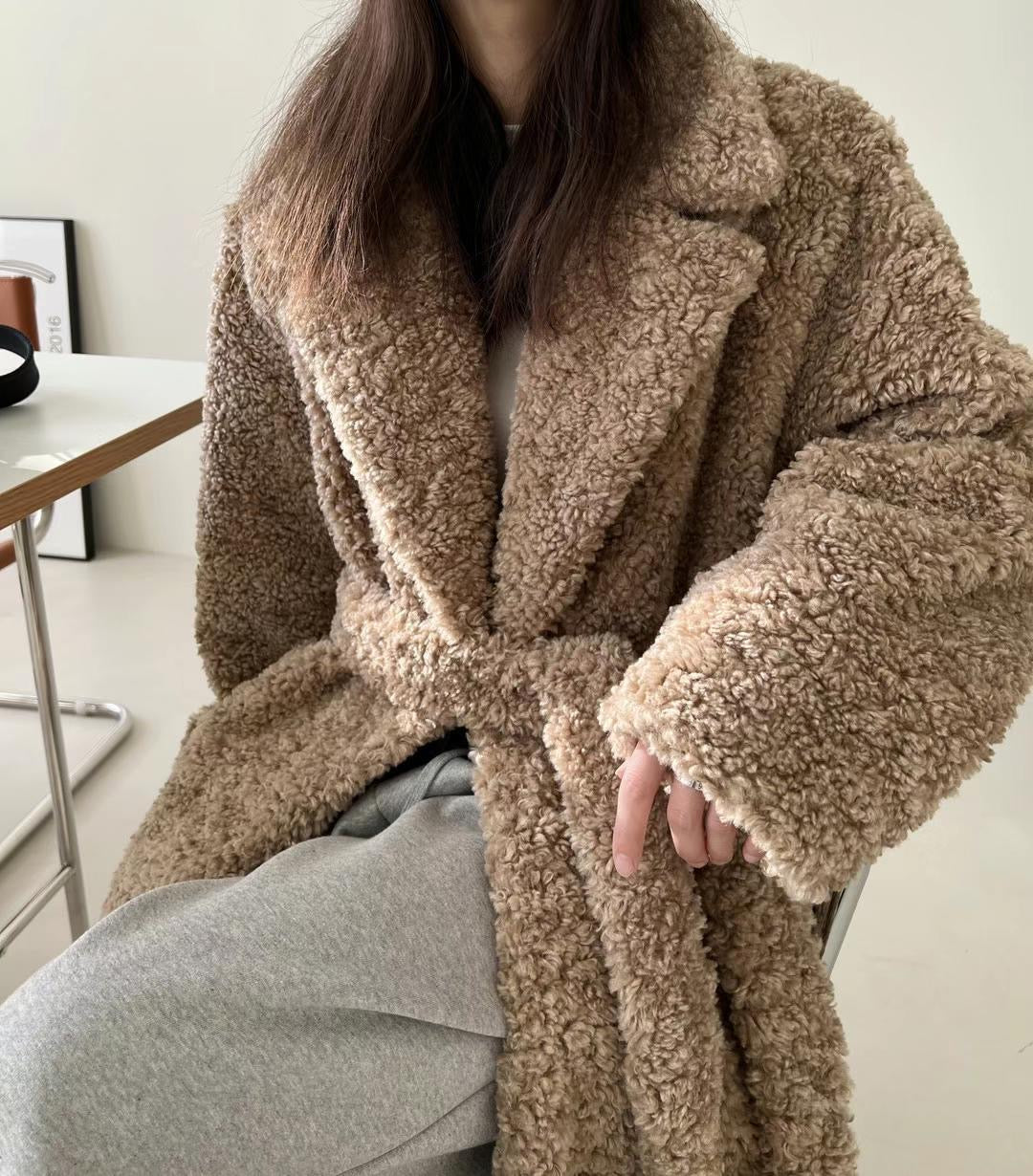 Teddy Belted Coat Brown
