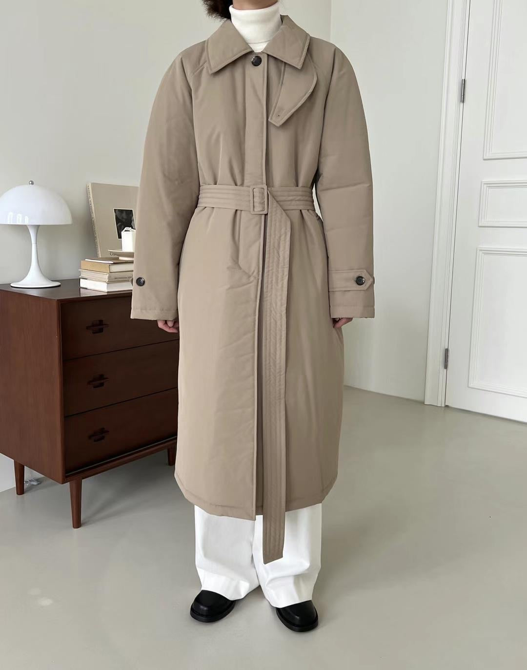 Nina Trench Puffer Coat Beige