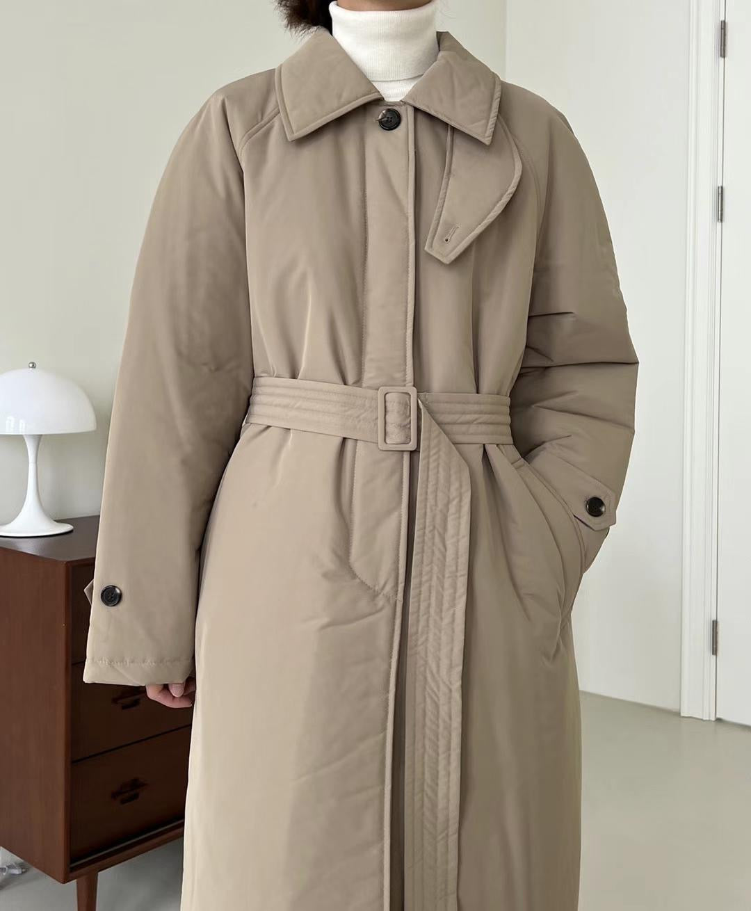 Nina Trench Puffer Coat Beige