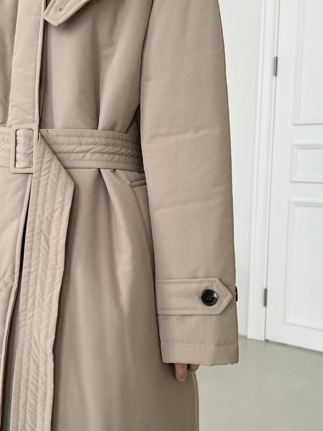 Nina Trench Puffer Coat Beige