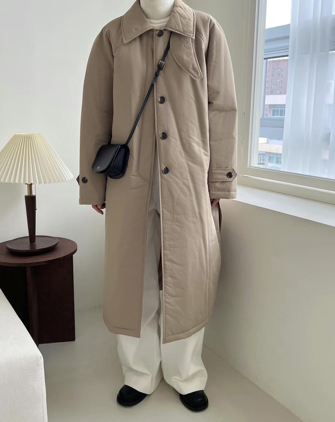 Nina Trench Puffer Coat Beige