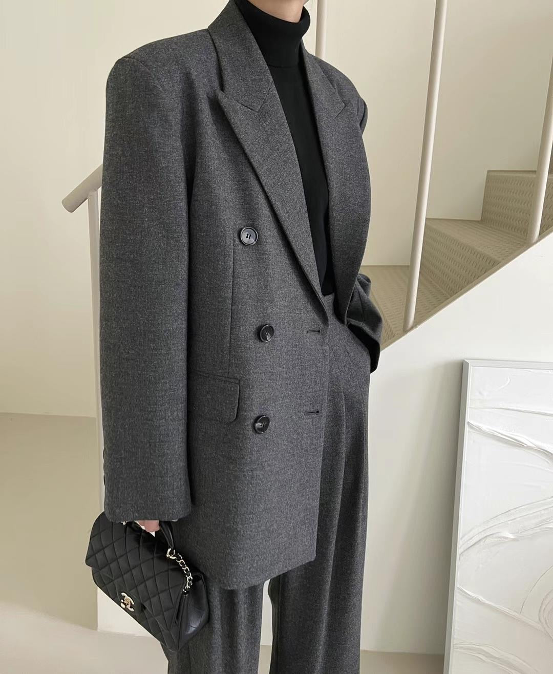 Julia Wool Blazer Dark Grey